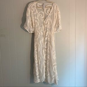 Design Lab Sheer Appliqué cover-up w/tassel belt